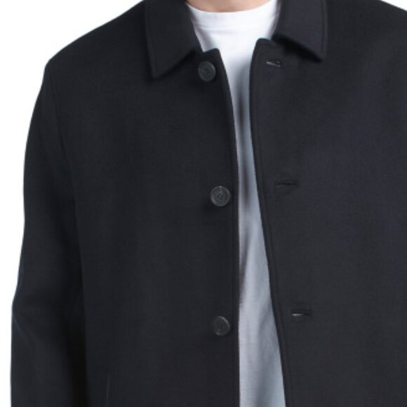 COLE HAAN Navy Wool And Cashmere Blend Car Coat - Picture 3 of 3